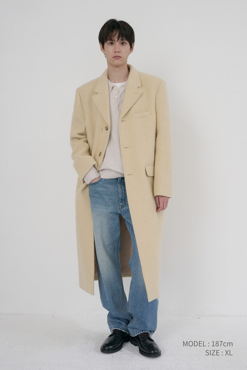Dunst Unisex 2-Way 3 Button Boucle Wool Coat Butter Cream