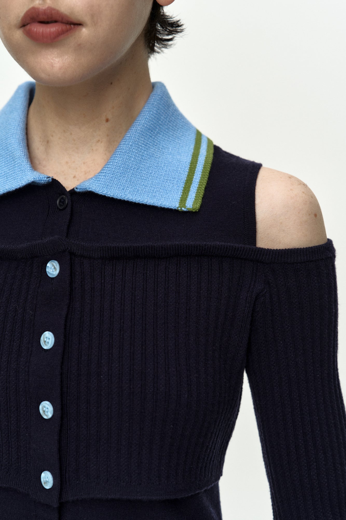 Andersson Bell Layered Off-Shoulder Collar Top