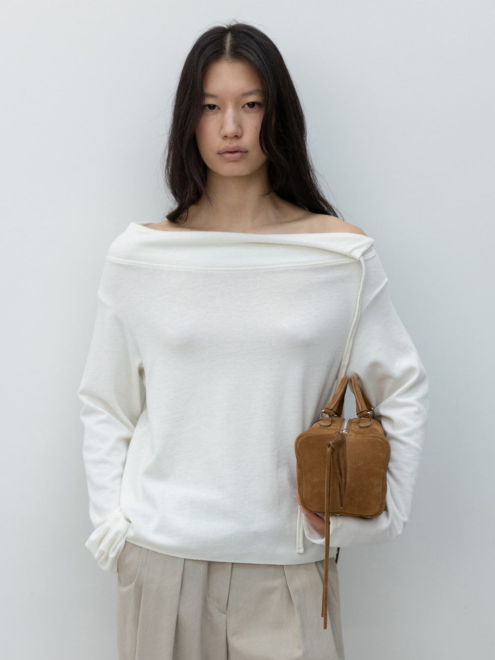 Low Classic Off-Shoulder Cotton Jersey Top Ivory
