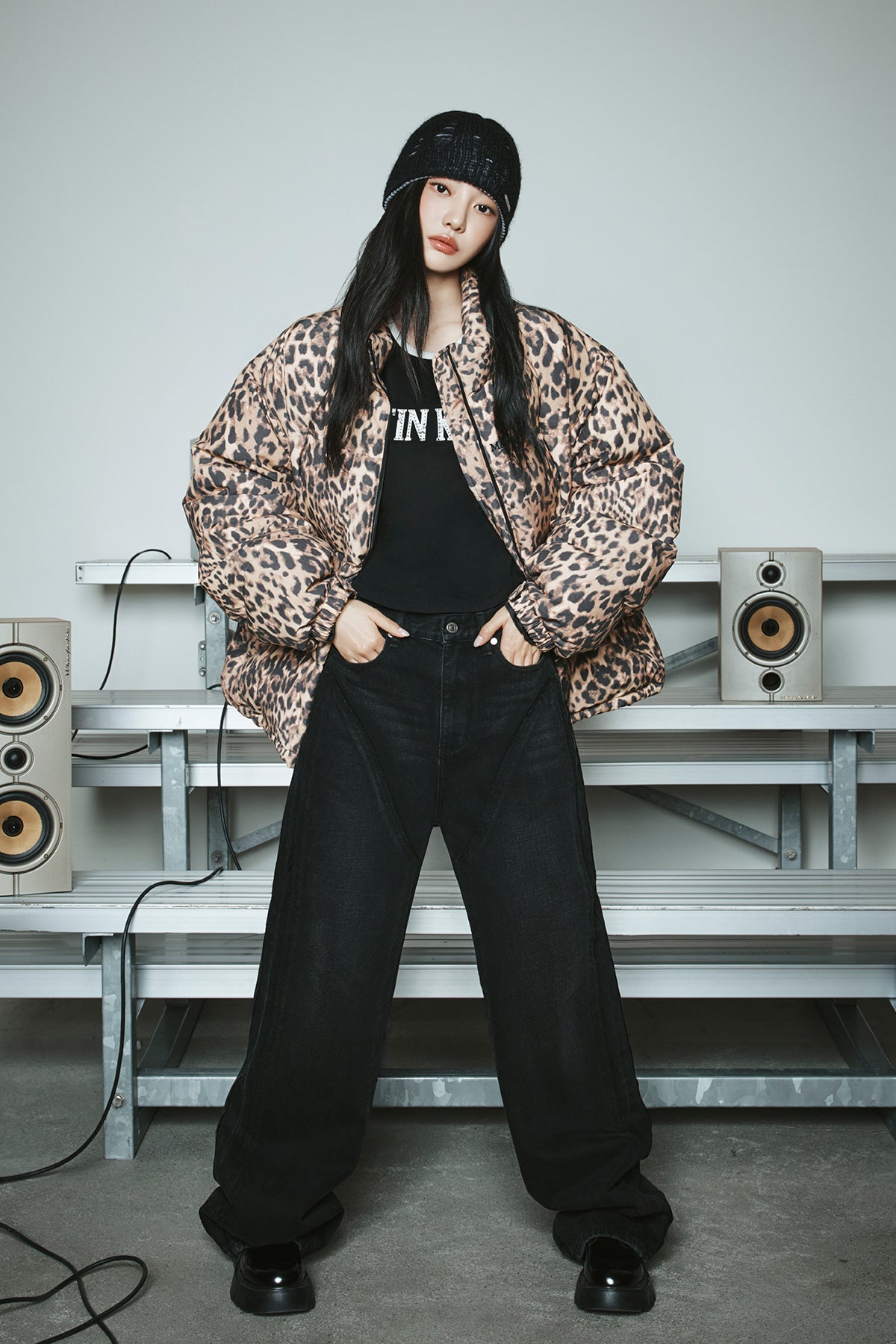 [matinkim] WESTERN STRAIGHT FIT DENIM PANTS IN BLACK