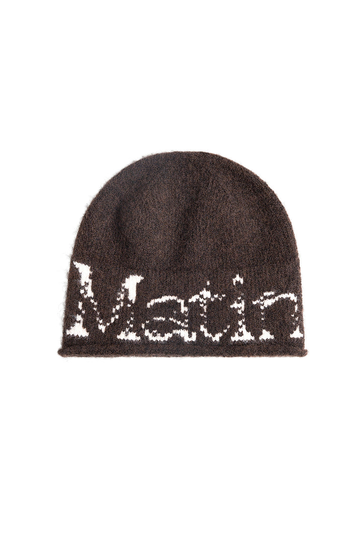 Matinkim Boucle Crack Logo Beanie In Brown