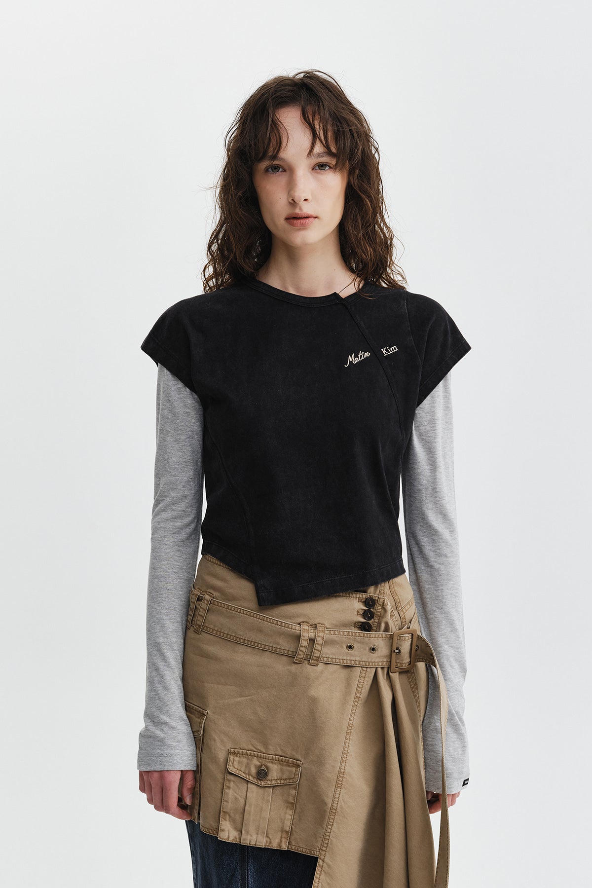 Matinkim Curved Cut Slim Top IN Black