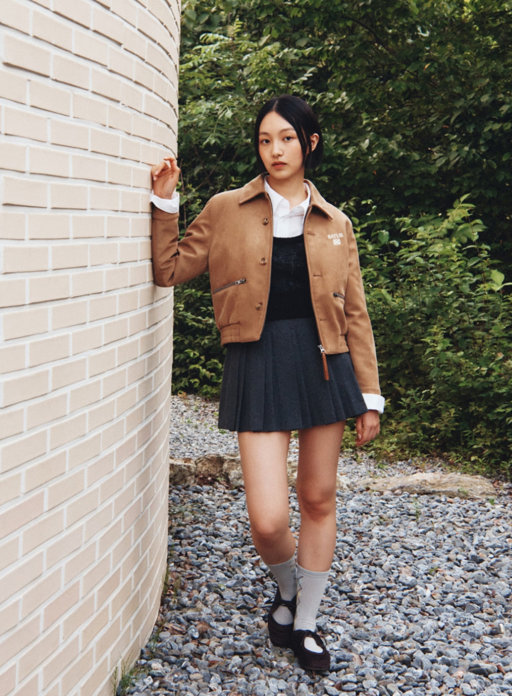 Satur (W) Teo Faux Suede Short Jacket - Beige