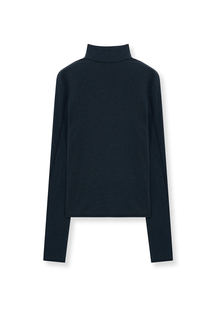 Matinkim Button Slit Half Neck Top IN Navy