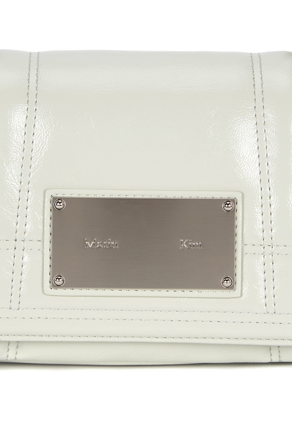 Matinkim Glossy Quilting Small Chain Bag IN Light Grey