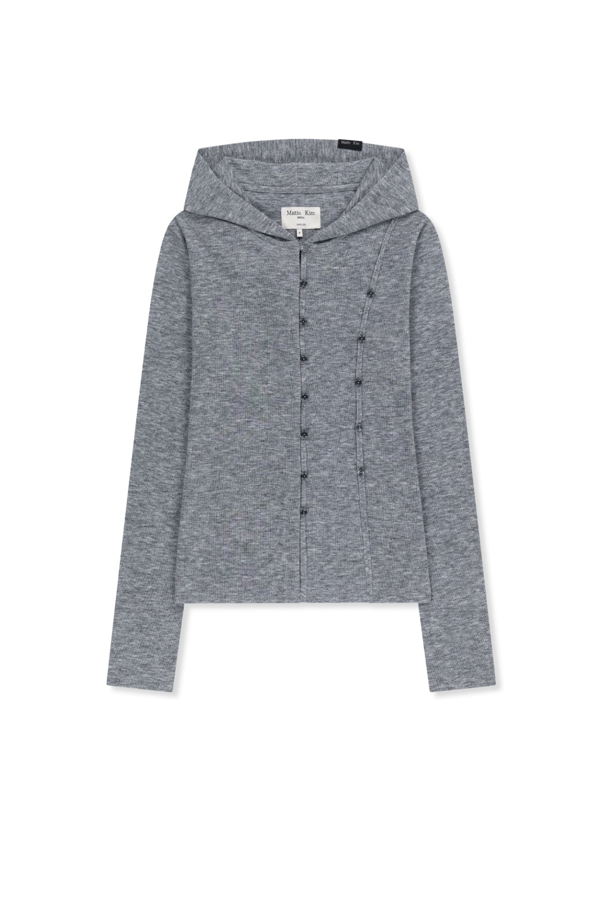 Matinkim Double Layer Button Hood Top IN Grey