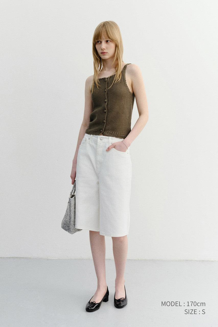 Dunst Relaxed Bermuda Denim Shorts Ivory