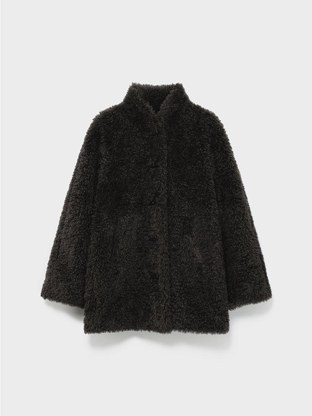 Low Classic Toggle Curly Fur Half Coat Charcoal
