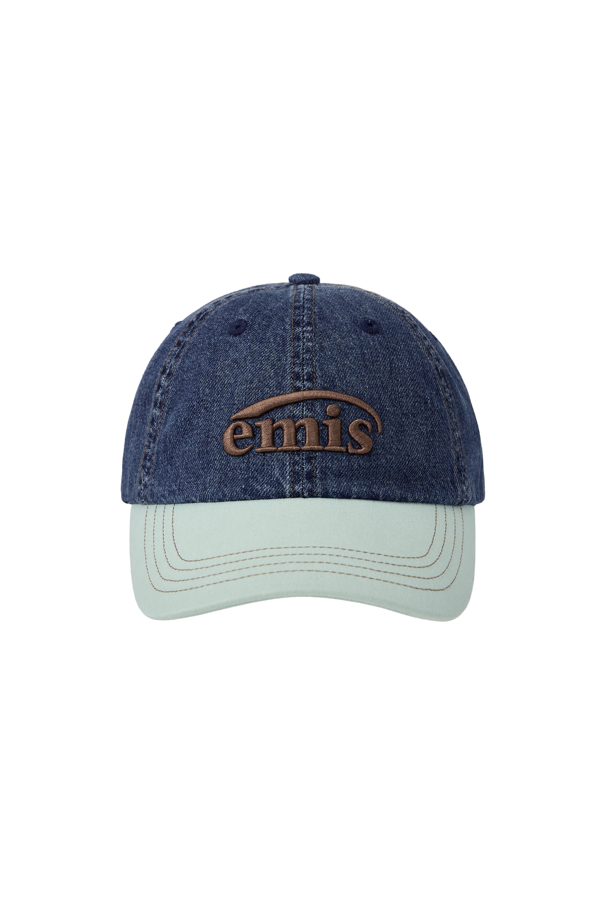 WASHED DENIM BALL CAP-BLUE/MINT
