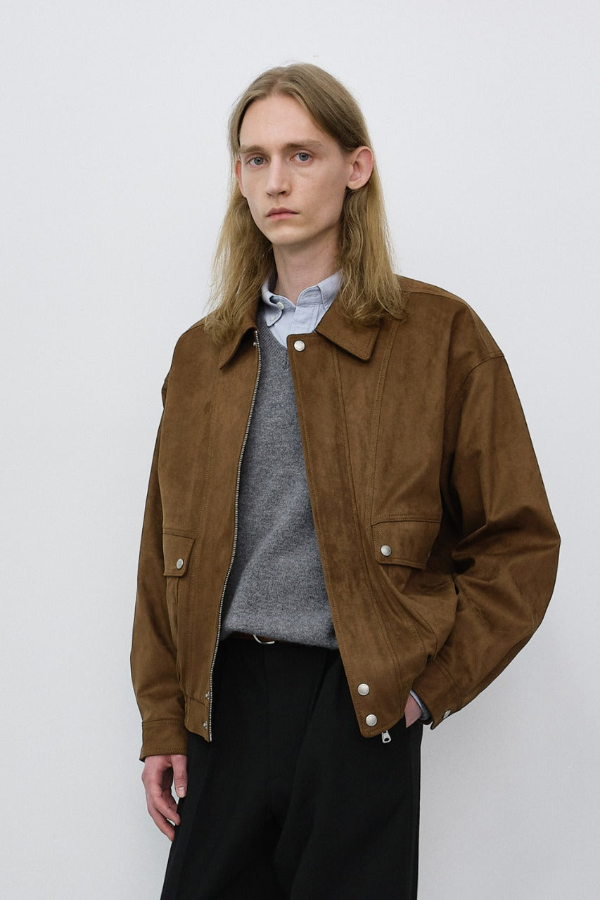 Dunst Unisex Suede Zip-Up Blouson Camel Suede