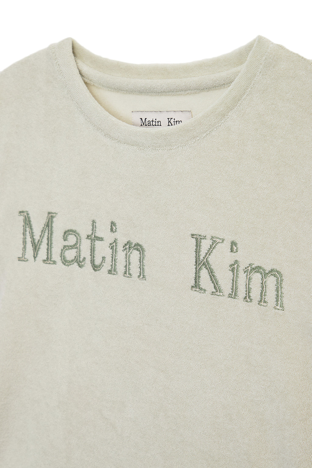 [matinkim] LOGO POINT TERRY CROP TOP IN LIGHT GREEN