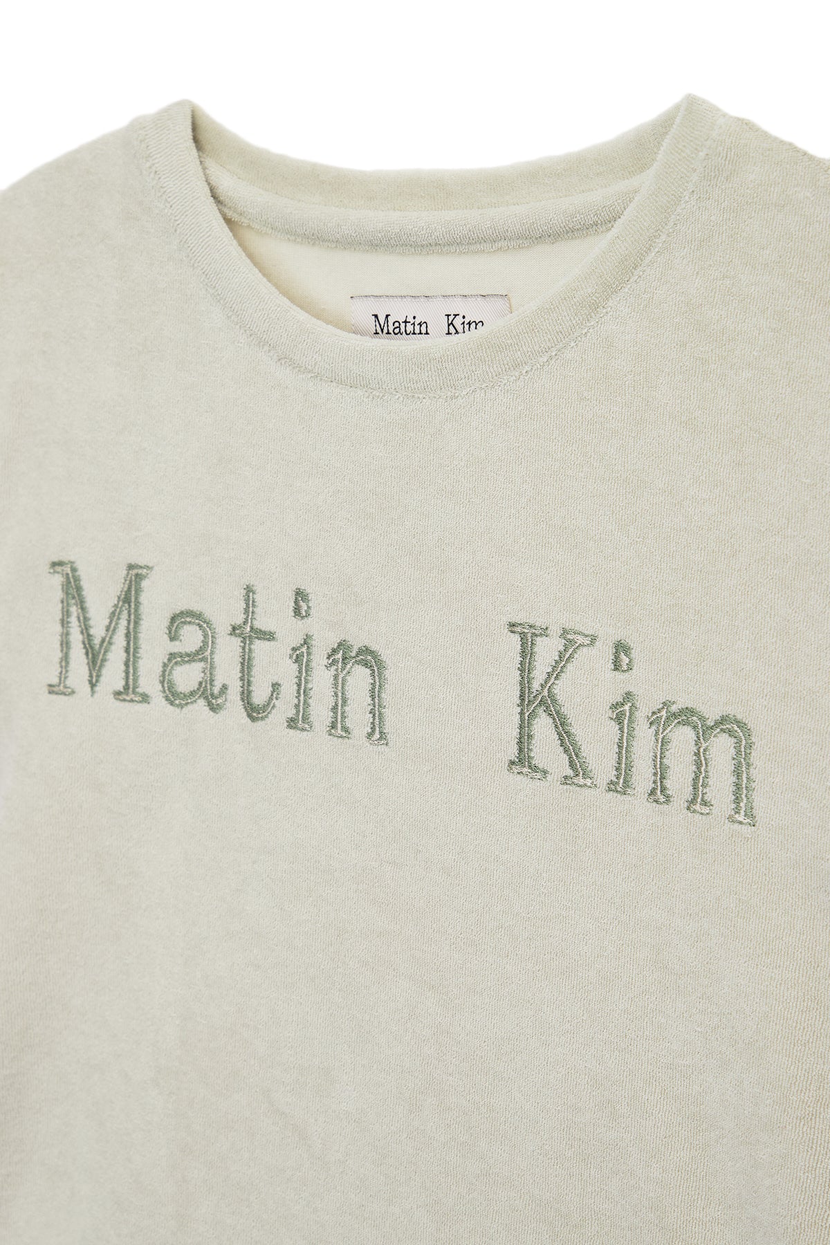 [matinkim] LOGO POINT TERRY CROP TOP IN LIGHT GREEN