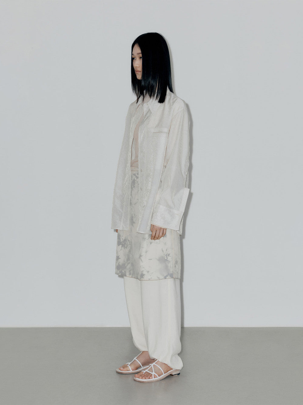 Low Classic See-Through Stitch Shirt Nude
