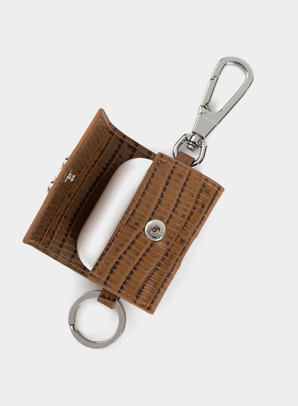 [satur] Satur Keyring Leather Airpods Case - Python Brown