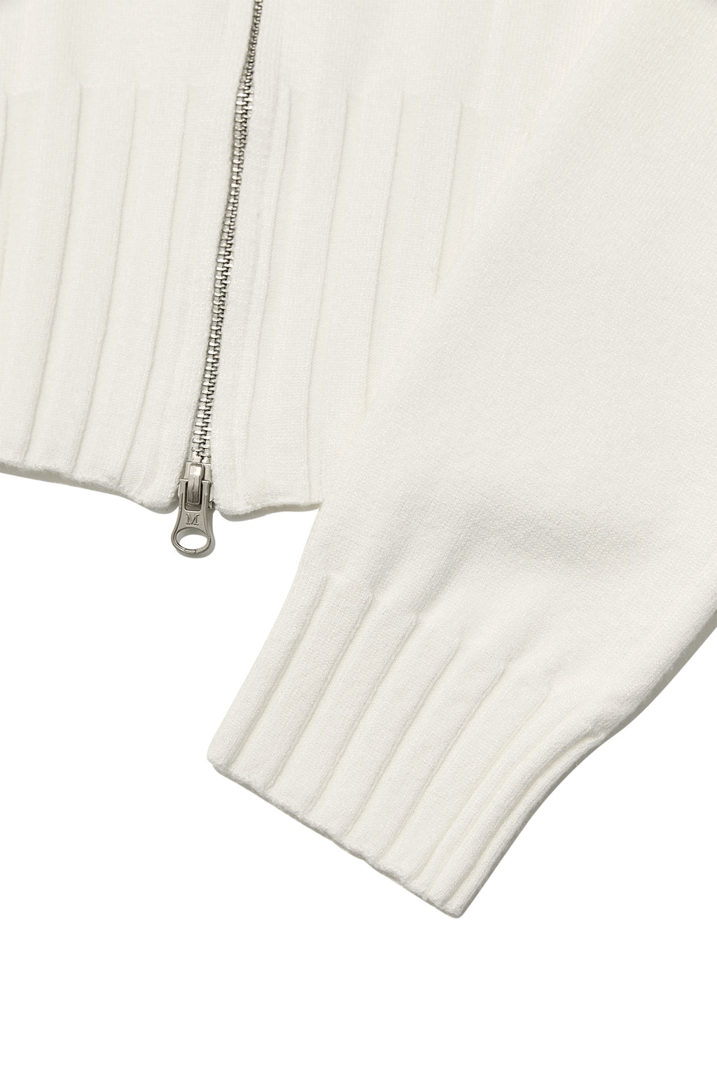 [matinkim] ROUND NECK ZIP UP CROP CARDIGAN IN IVORY