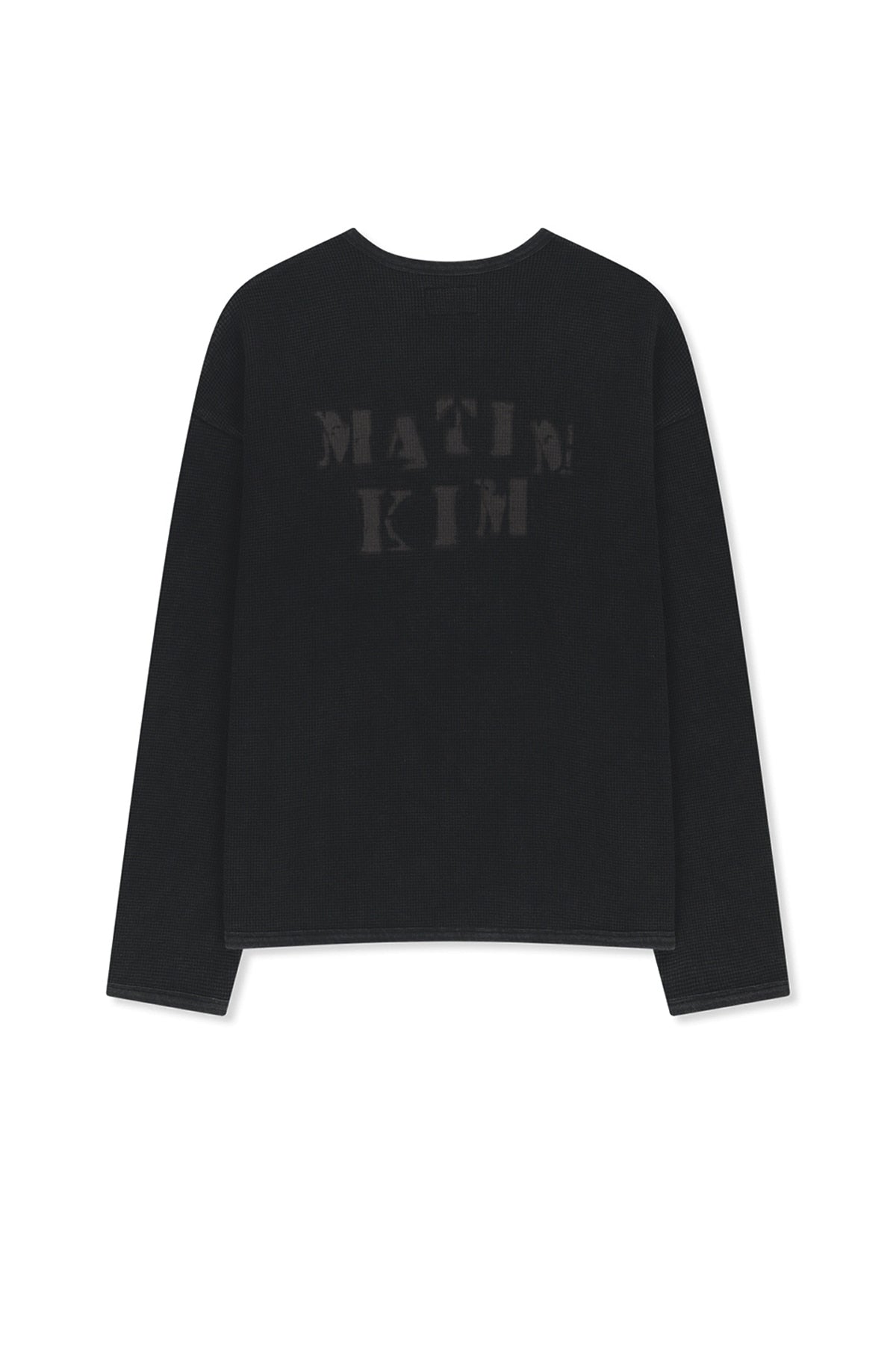 Matinkim Matin Washed Waffle Henley Neck Top For Men IN Charcoal