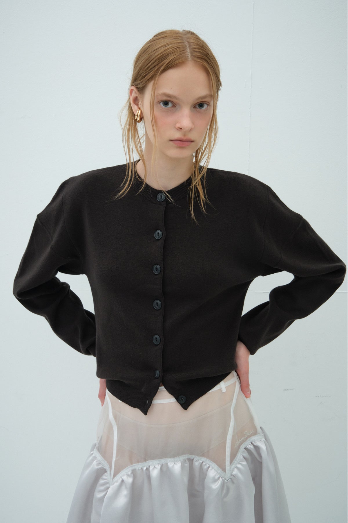 Overdueflair Overdue Curved Cardigan Black