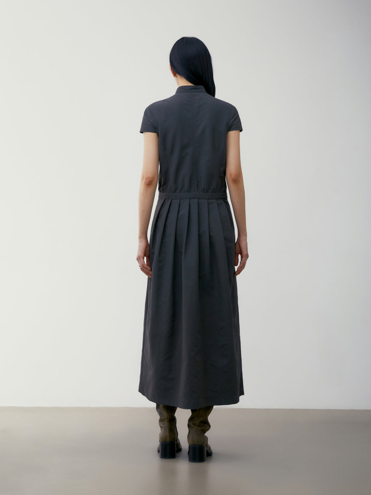 Low Classic Recycled Nylon High Neck Dress Charcoal