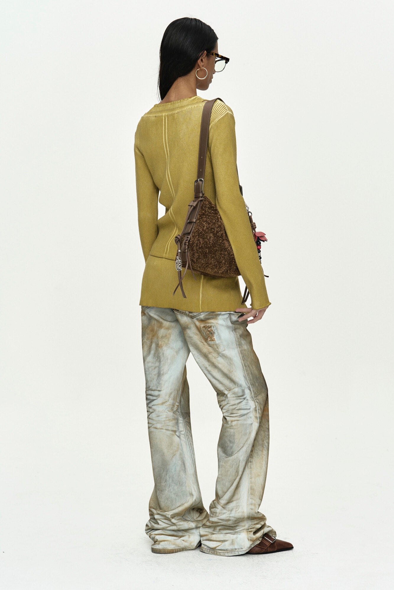 Andersson Bell Vintage-Dye Layered Knit Cardigan