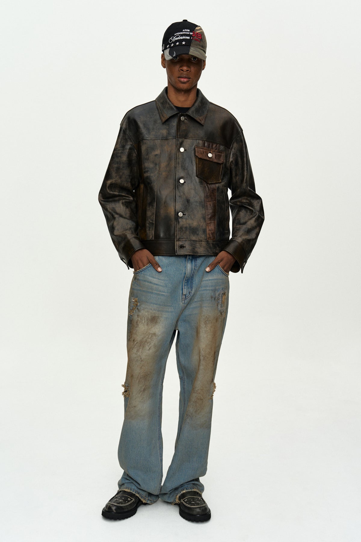 Andersson Bell Unisex Destroyed Wide-Leg Jeans