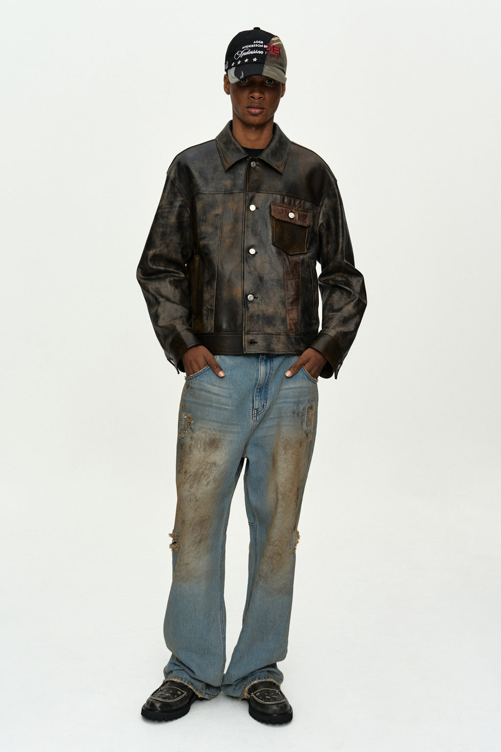 Andersson Bell Unisex Destroyed Wide-Leg Jeans