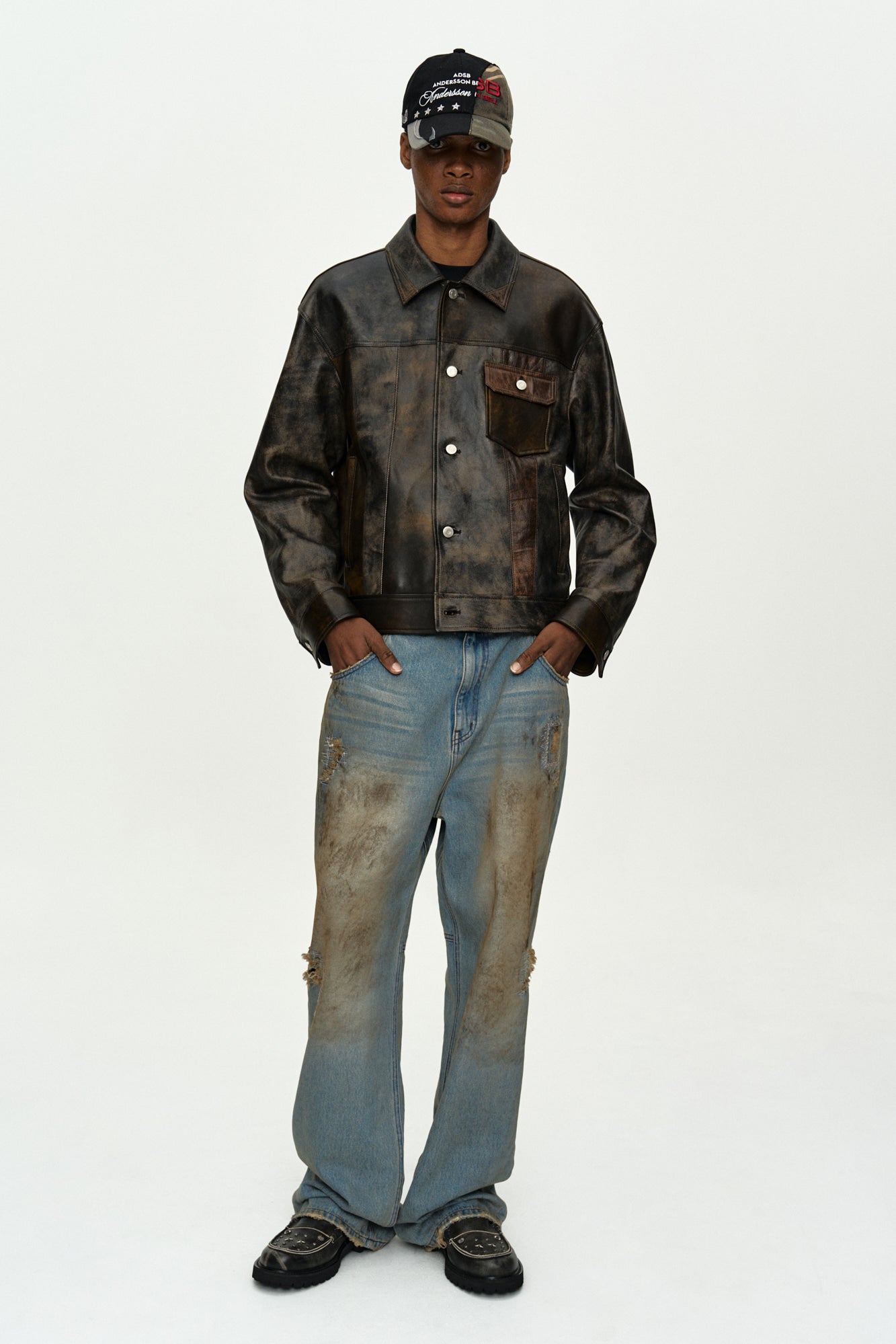 Andersson Bell Unisex Destroyed Wide-Leg Jeans