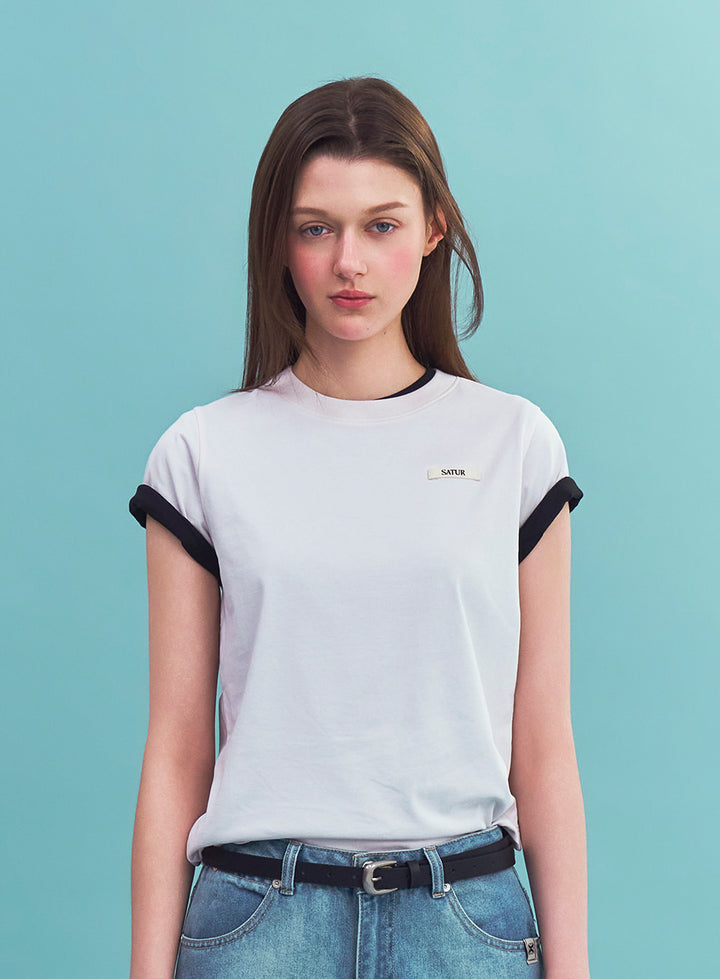 Satur (W) Supima Basic Crewneck T-Shirt - Light Pink