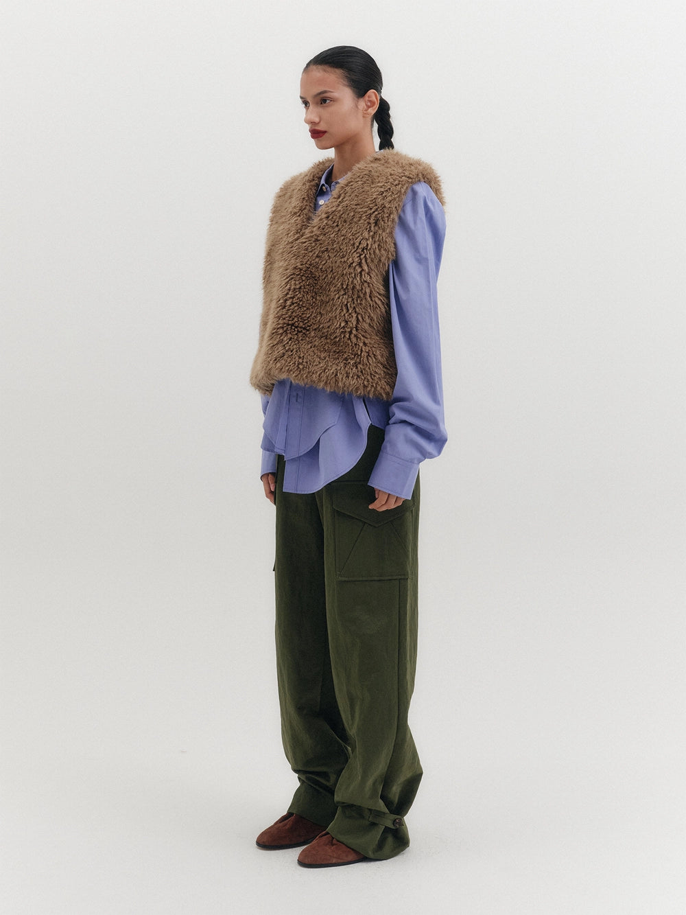 EENK Soft Fox Fur Vest - Brown