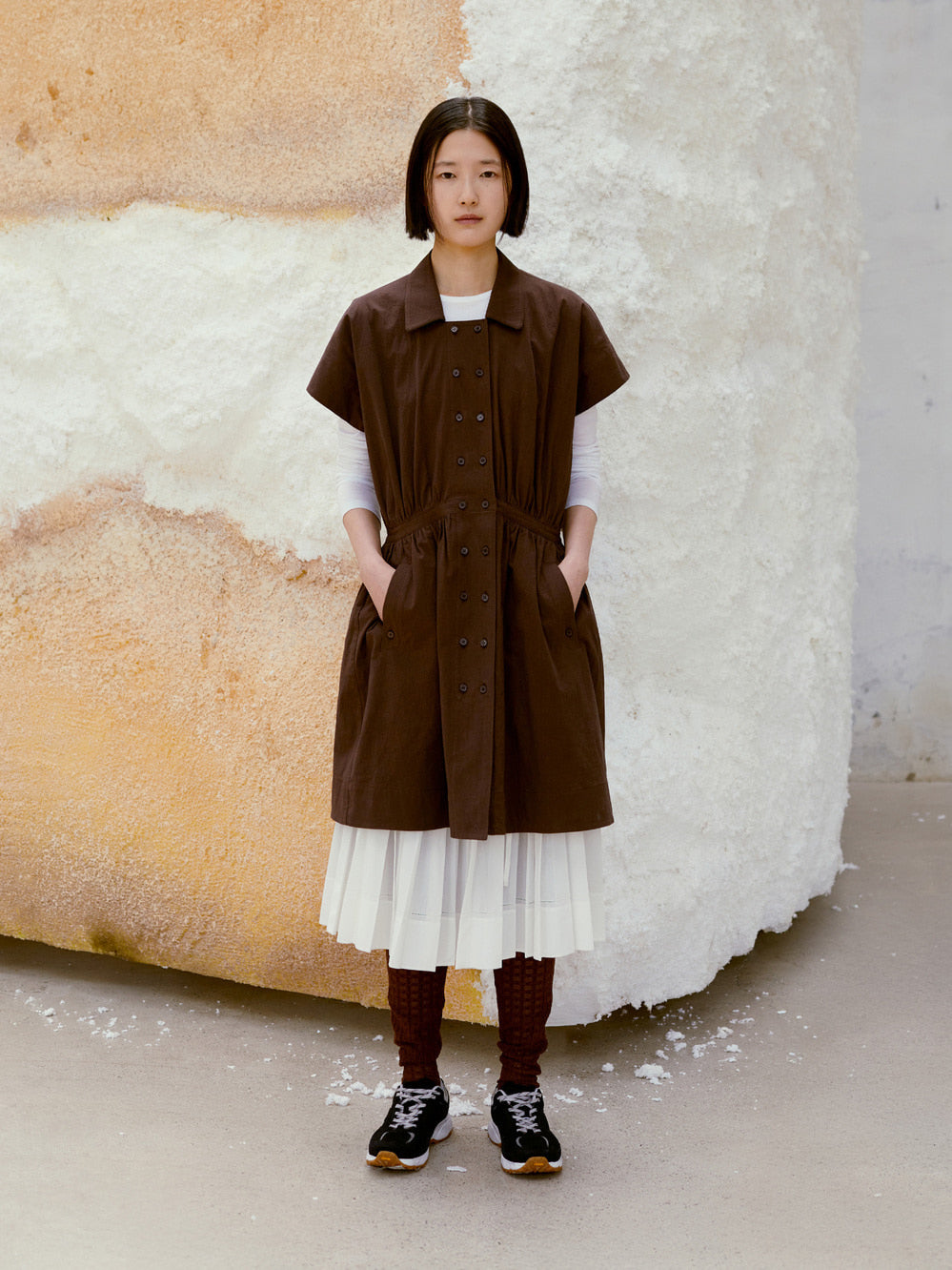 [Low Classic] Flared Mini Dress_Brown