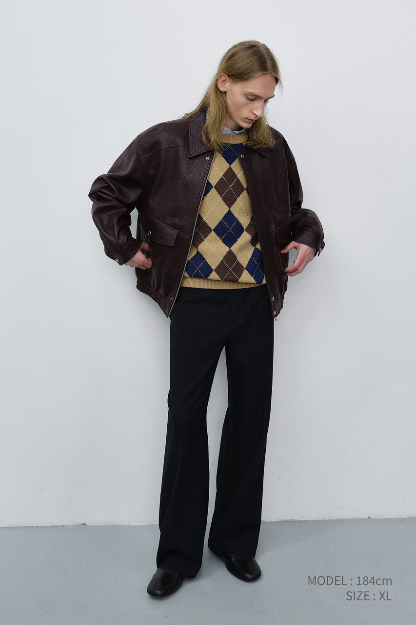 Dunst Unisex Oversized Vintage Leather Blouson Brown