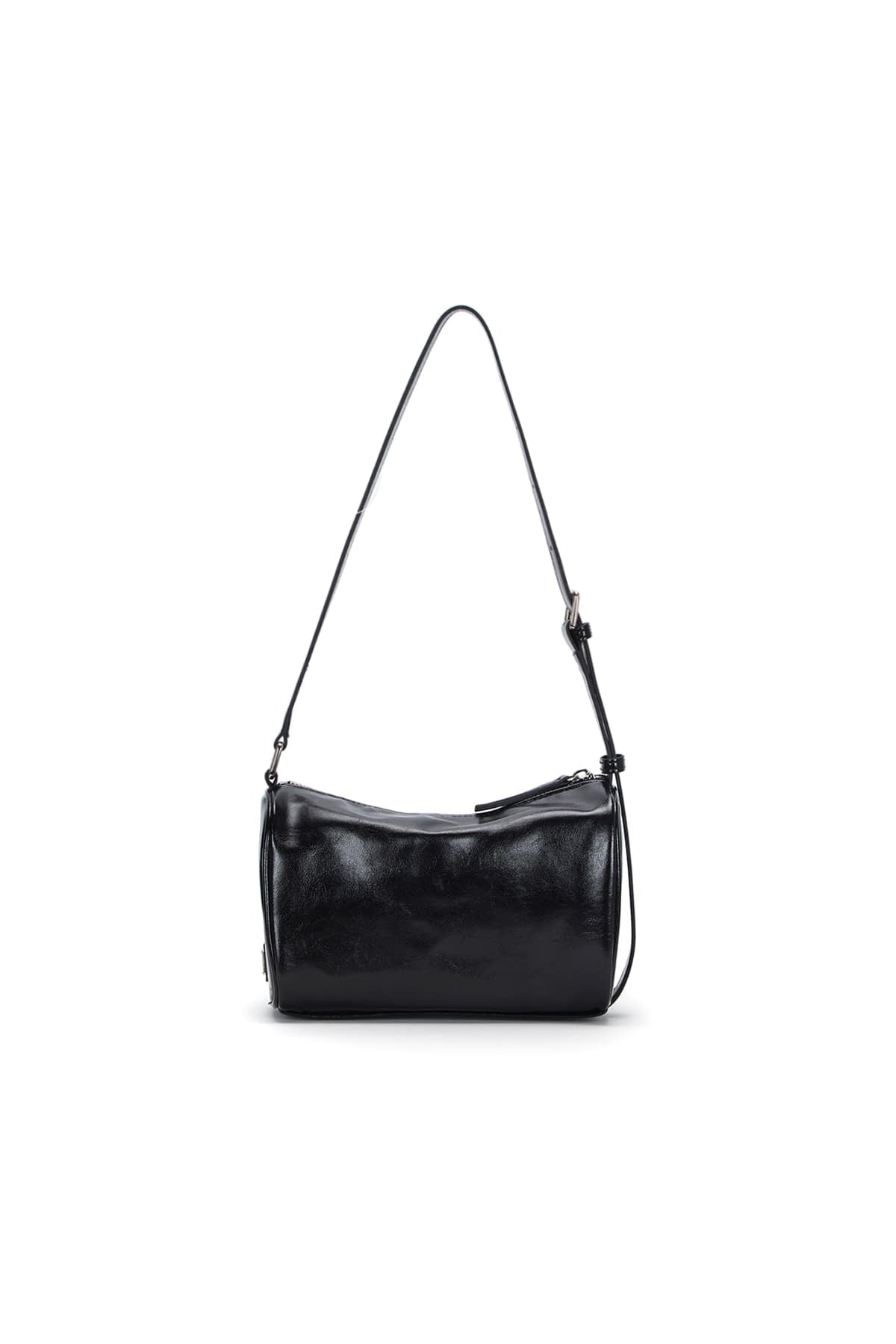 Matin Kim Front Shirring Ribbon Mini Bag in Black, a stylish Korean designer handbag.