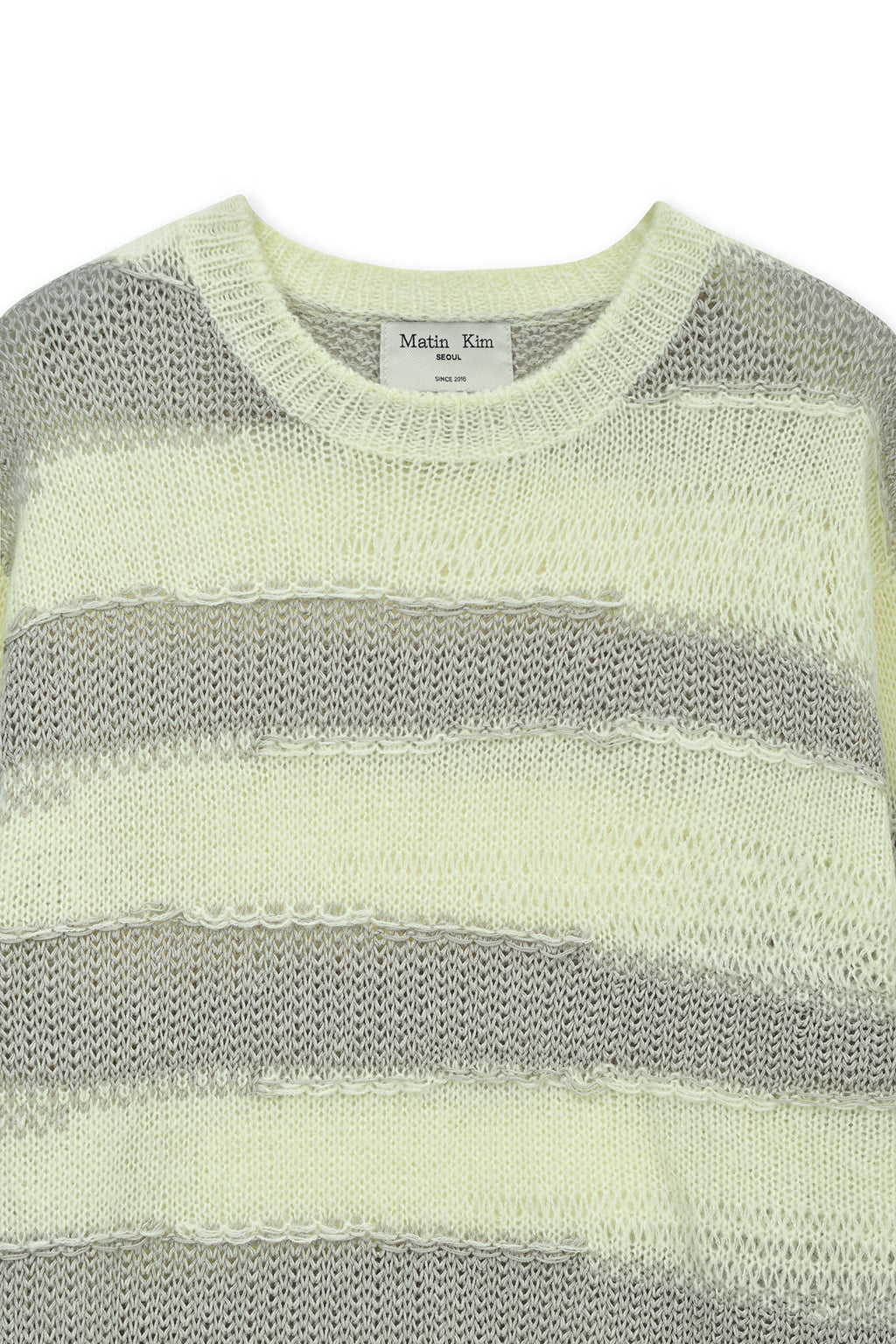 Matinkim Texture Block Stripe Knit Pullover IN Light Yellow
