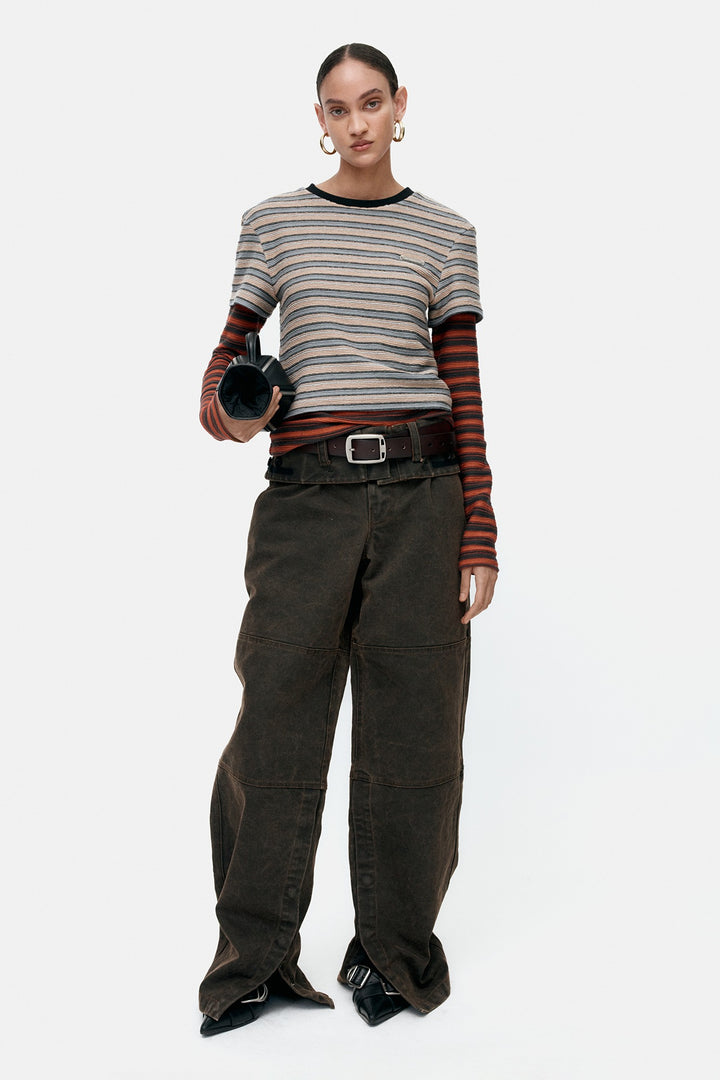 Andersson Bell Multi Stripe LS T-Shirts / Brick)