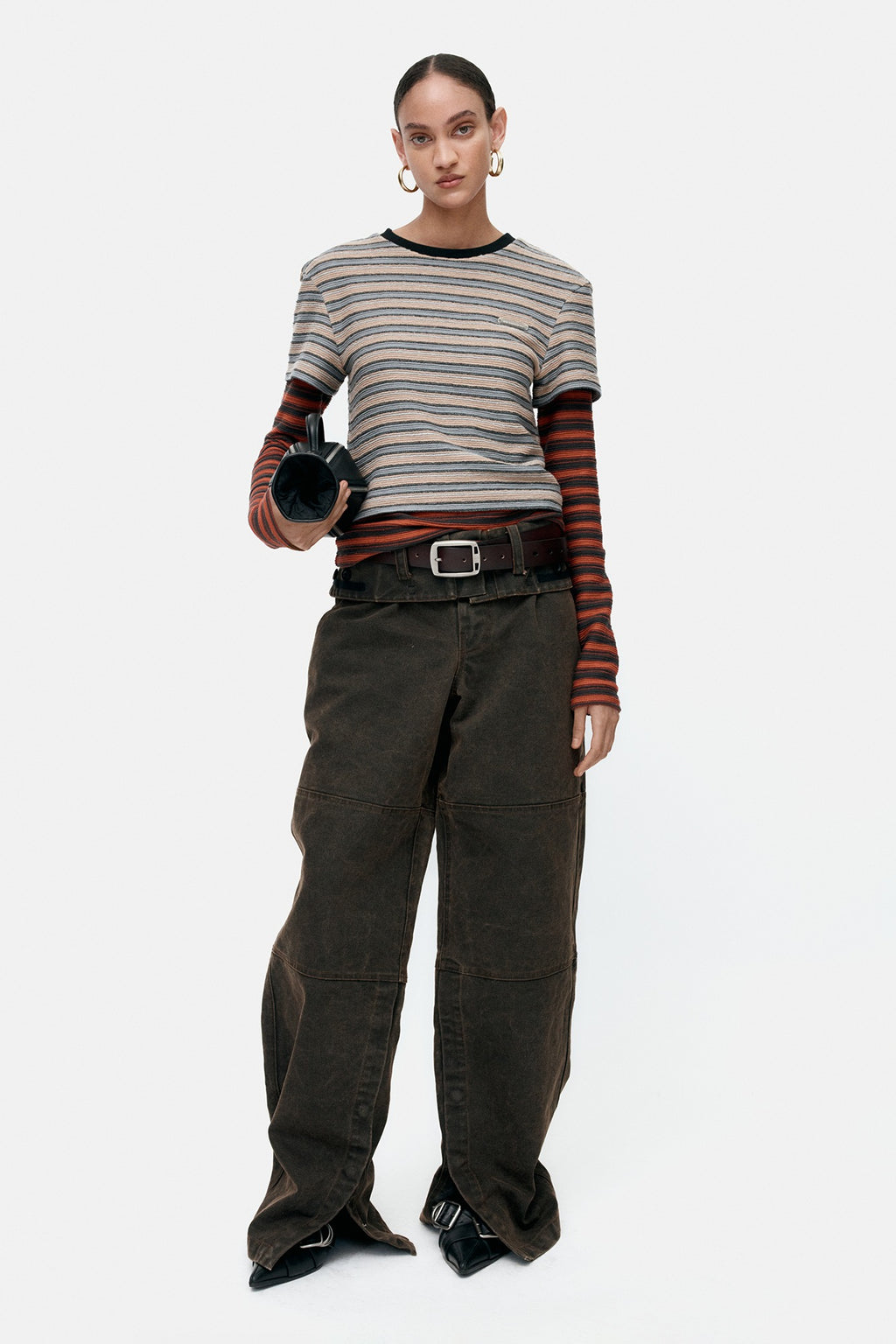 Andersson Bell Multi Stripe LS T-Shirts / Brick)