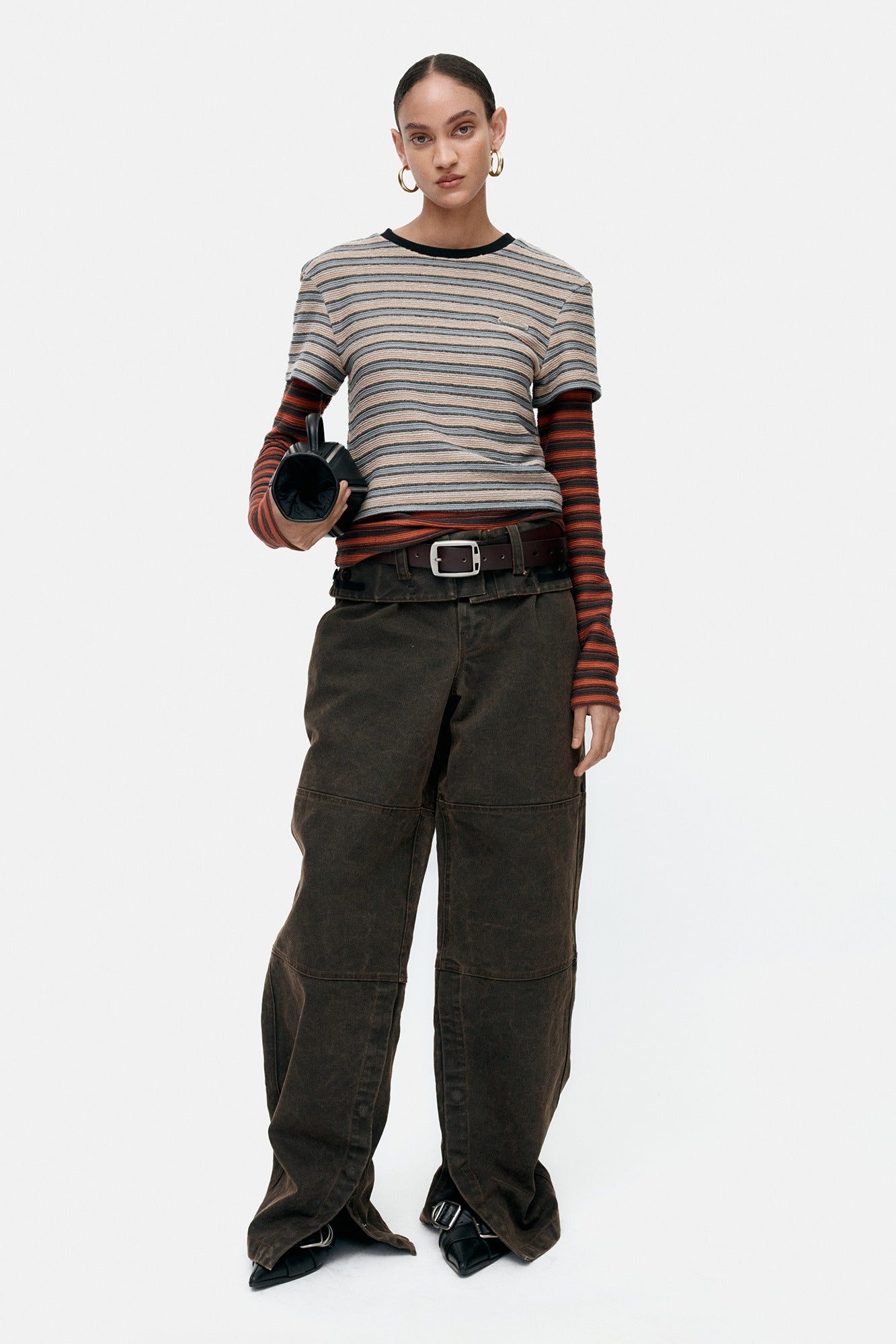 Andersson Bell Multi Stripe LS T-Shirts / Brick)