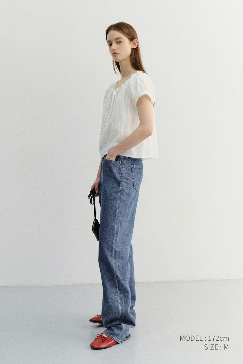 Dunst Ribboned Shirring Blouse Off White