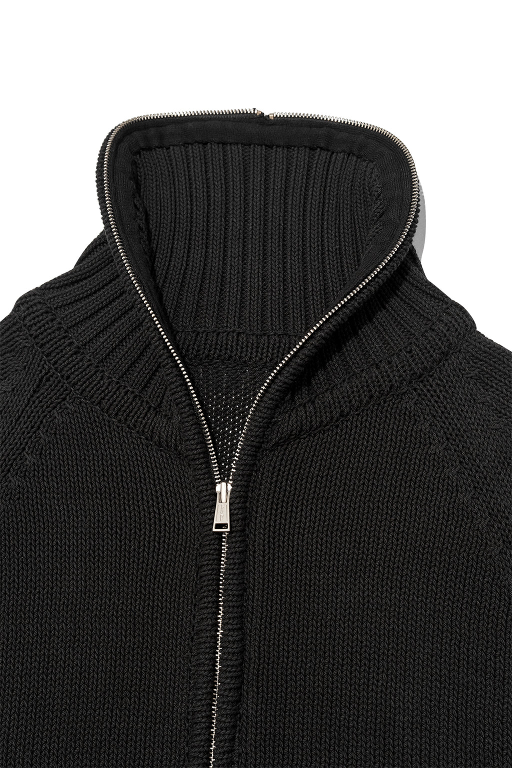 [matinkim] APPLIQUE LOGO PATCH KNIT ZIP UP FOR MEN IN BLACK
