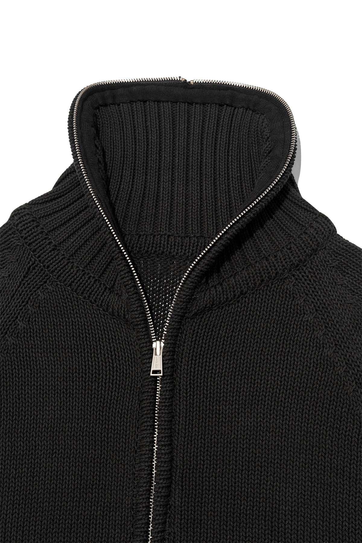 [matinkim] APPLIQUE LOGO PATCH KNIT ZIP UP FOR MEN IN BLACK