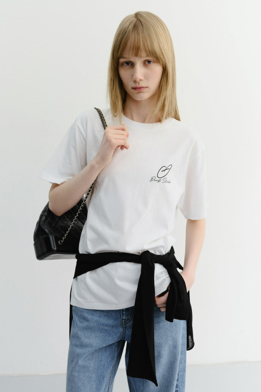 Dunst Unisex Heart D Logo T-Shirt Off White