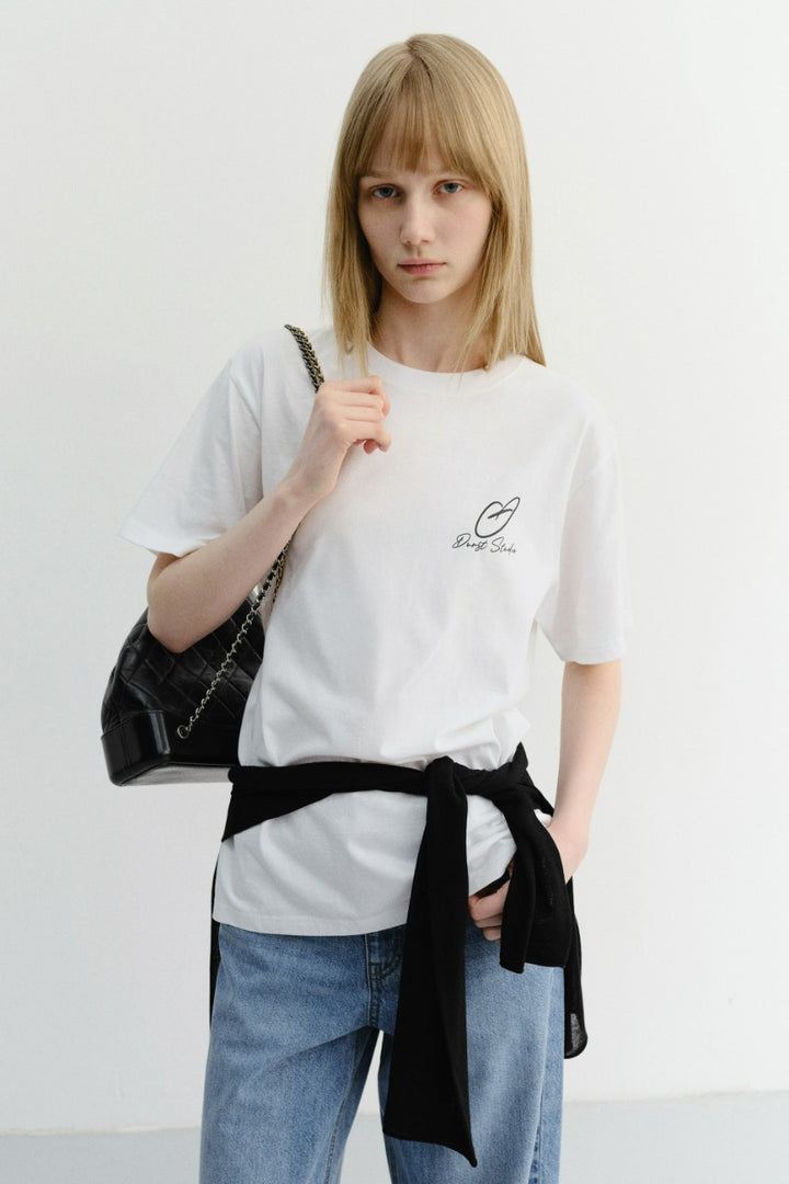 Dunst Unisex Heart D Logo T-Shirt Off White