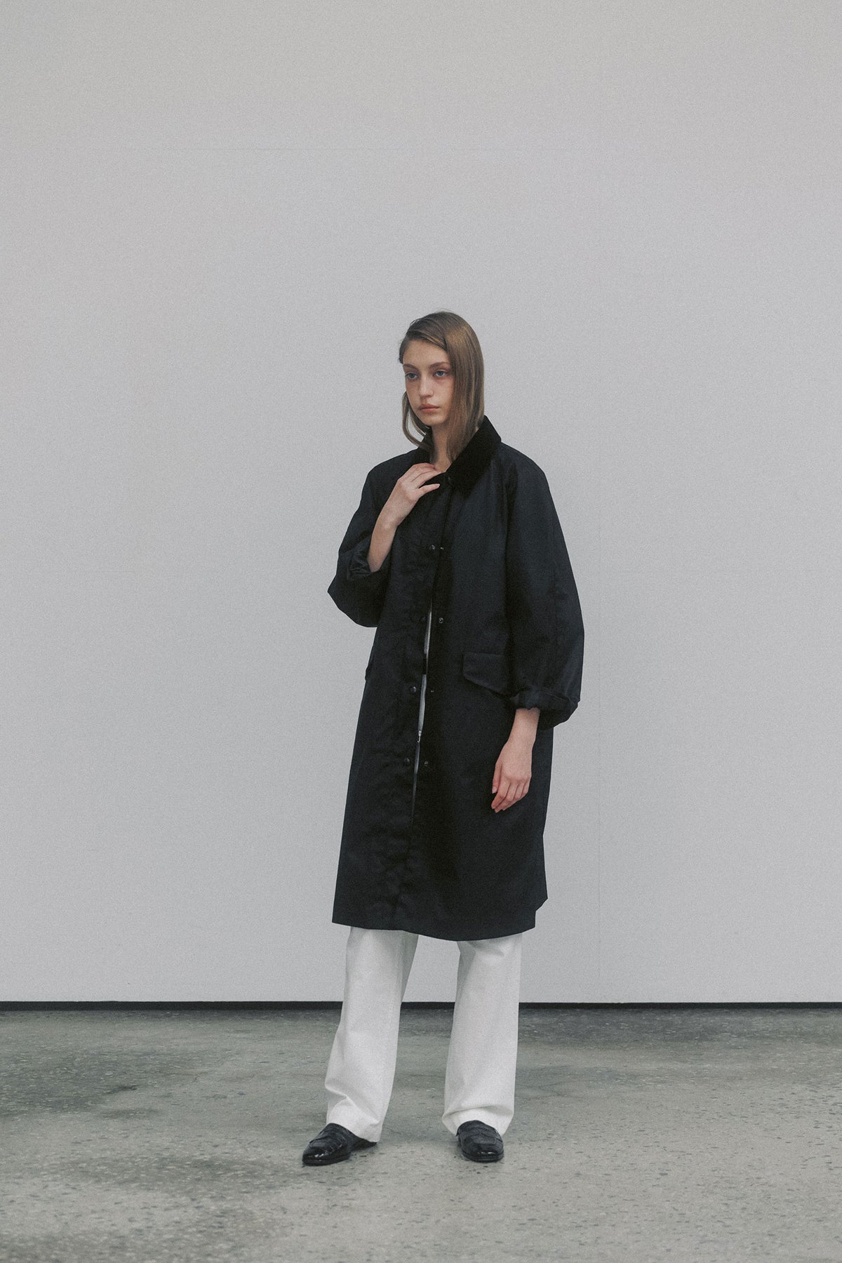 Nothing Written Waxed cotton hooded trench (Black)