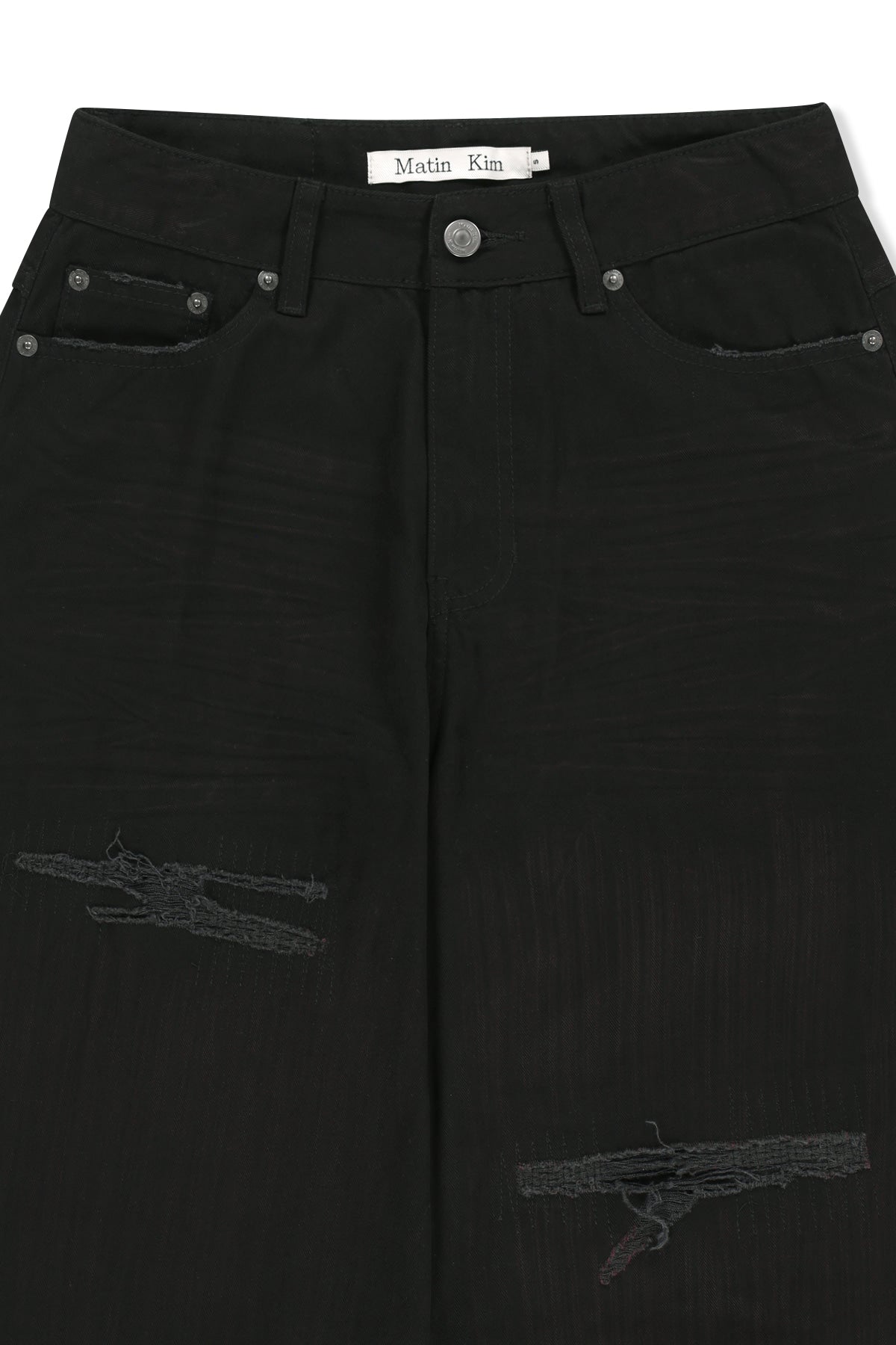 Matinkim Distressed Herringbone Wide Pants IN Black
