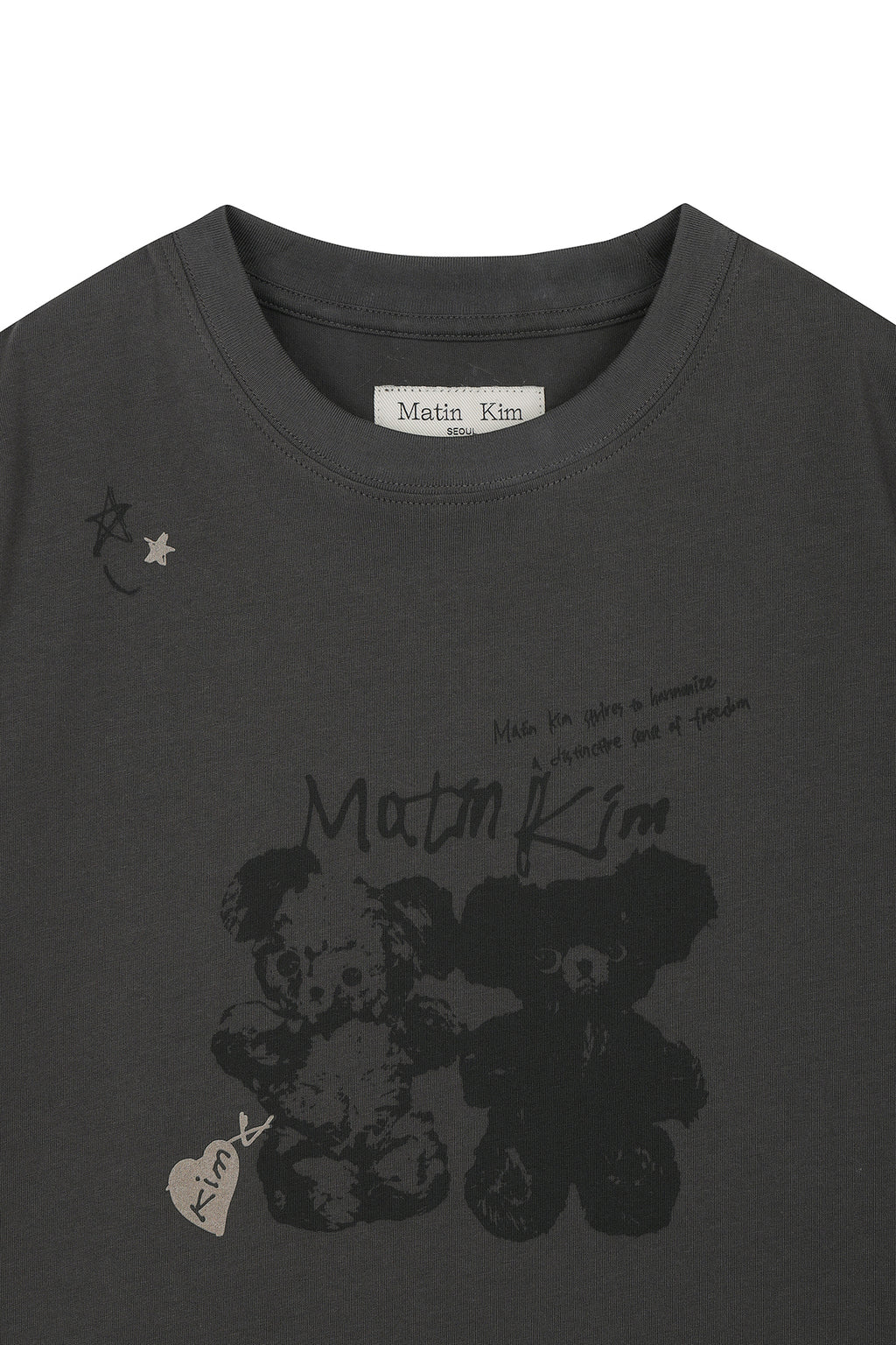 [matinkim] ANIMAL GRAFFITI GRAPHIC CROP TOP IN CHARCOAL