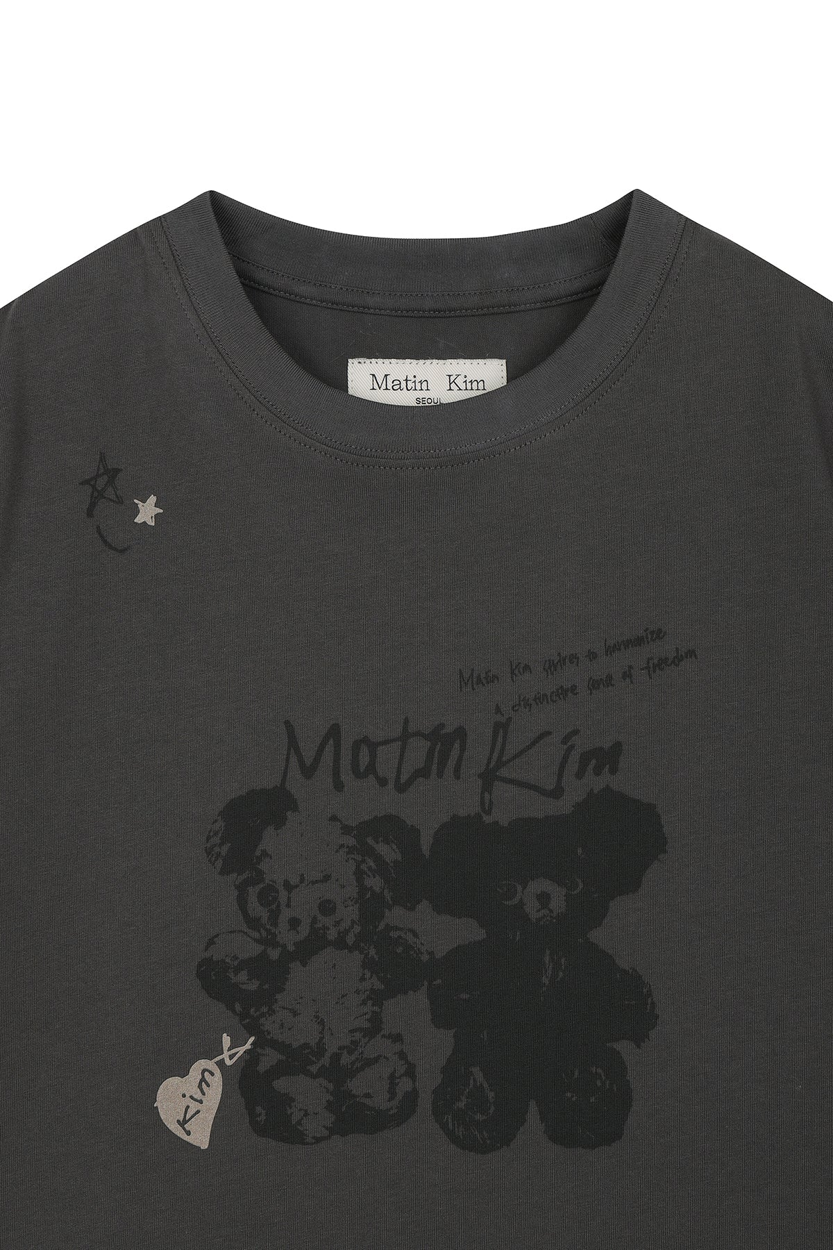 [matinkim] ANIMAL GRAFFITI GRAPHIC CROP TOP IN CHARCOAL