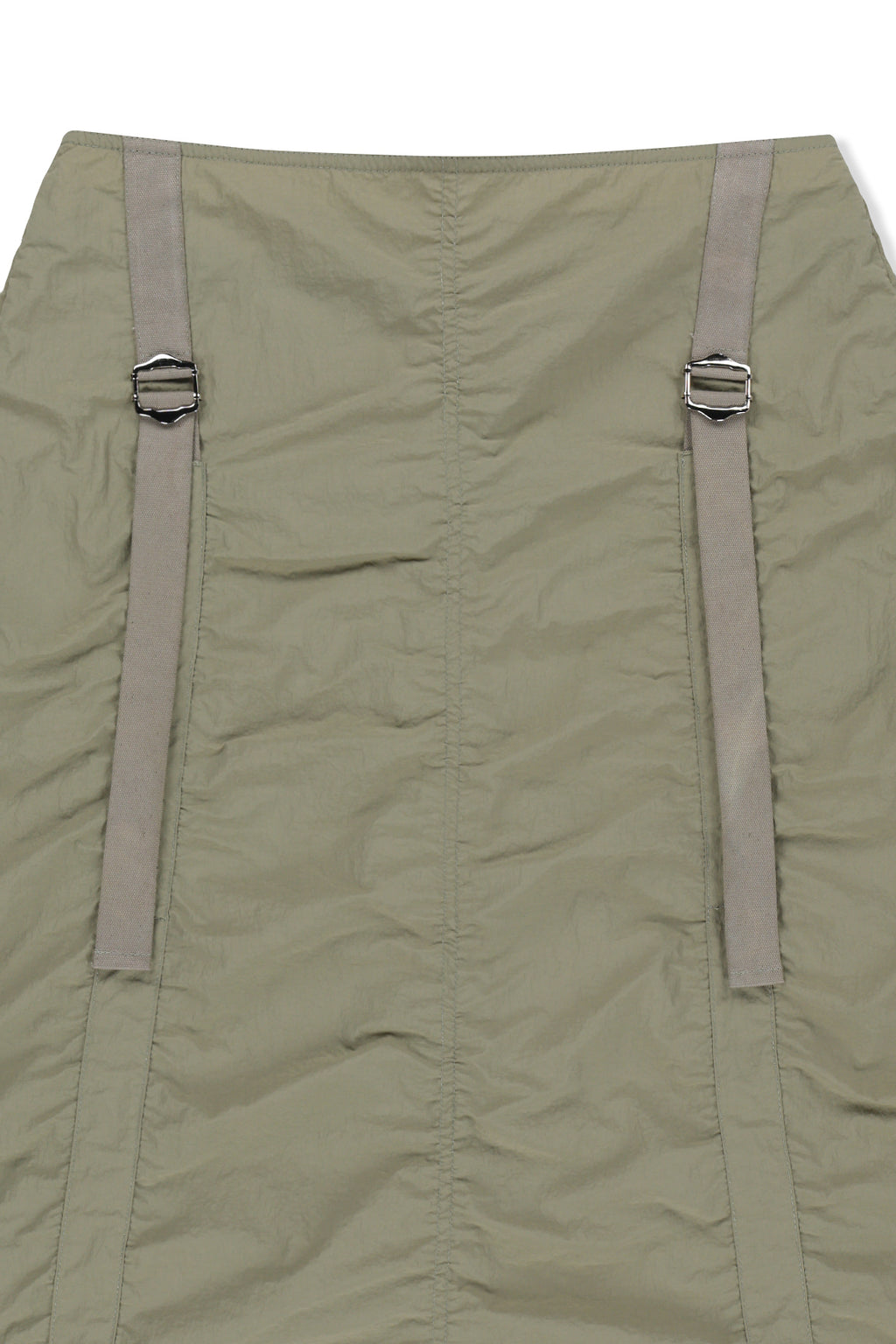 Matinkim Nylon Shirring Midi Skirt IN Light Khaki