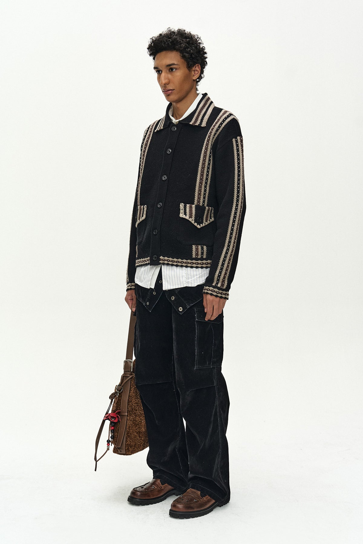 Andersson Bell Flock Velvet Double Waist Wide-Leg Jeans