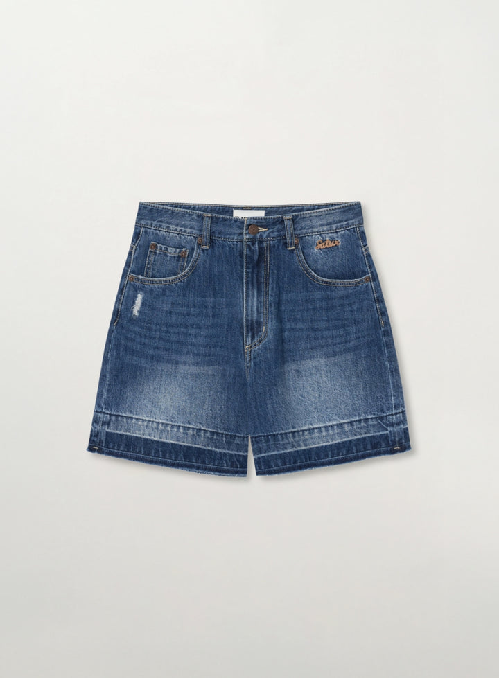 Satur (W) Gabon Wide Denim Shorts - Blue