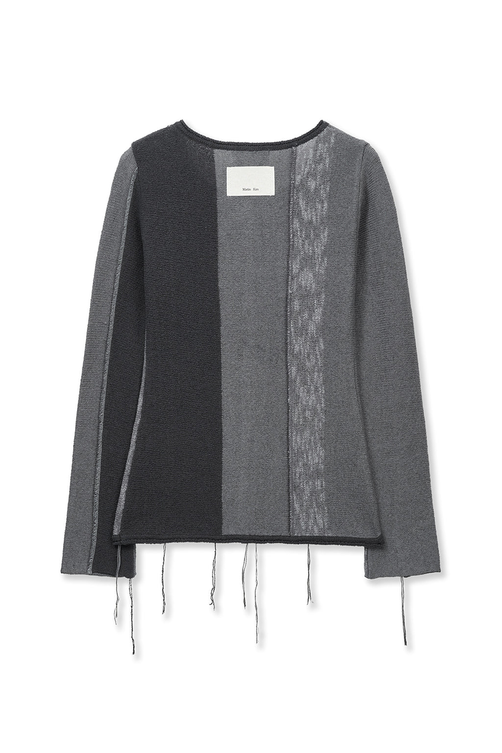 [matinkim] Color Block Slim Knit Cardigan IN Charcoal