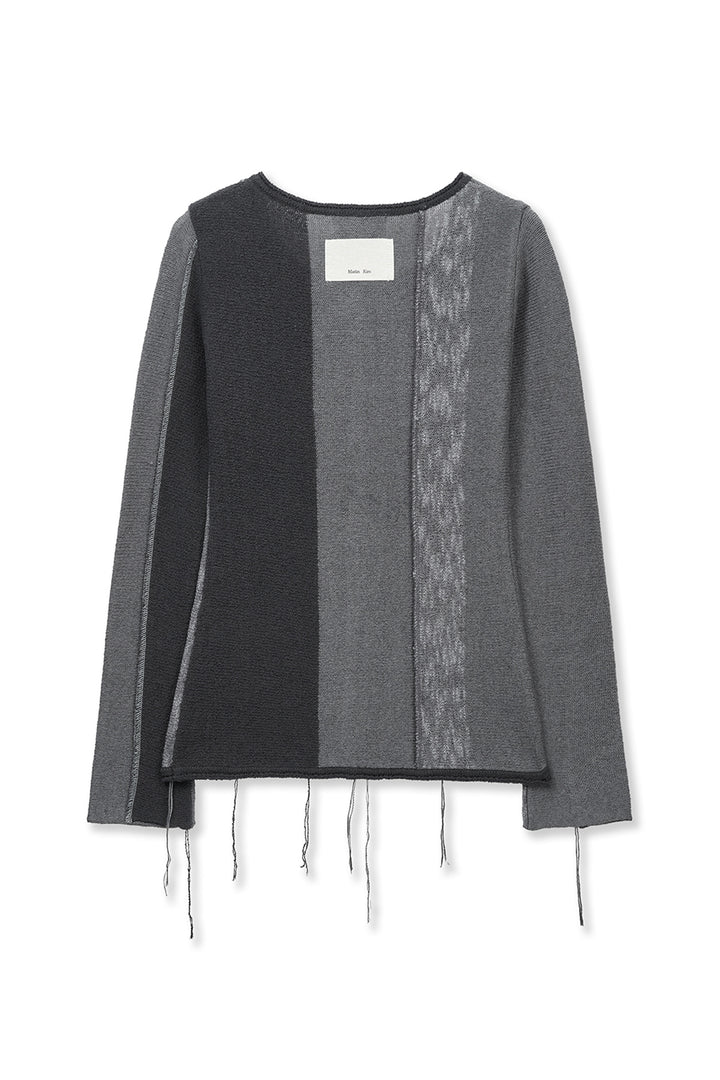 Matinkim Color Block Slim Knit Cardigan IN Charcoal