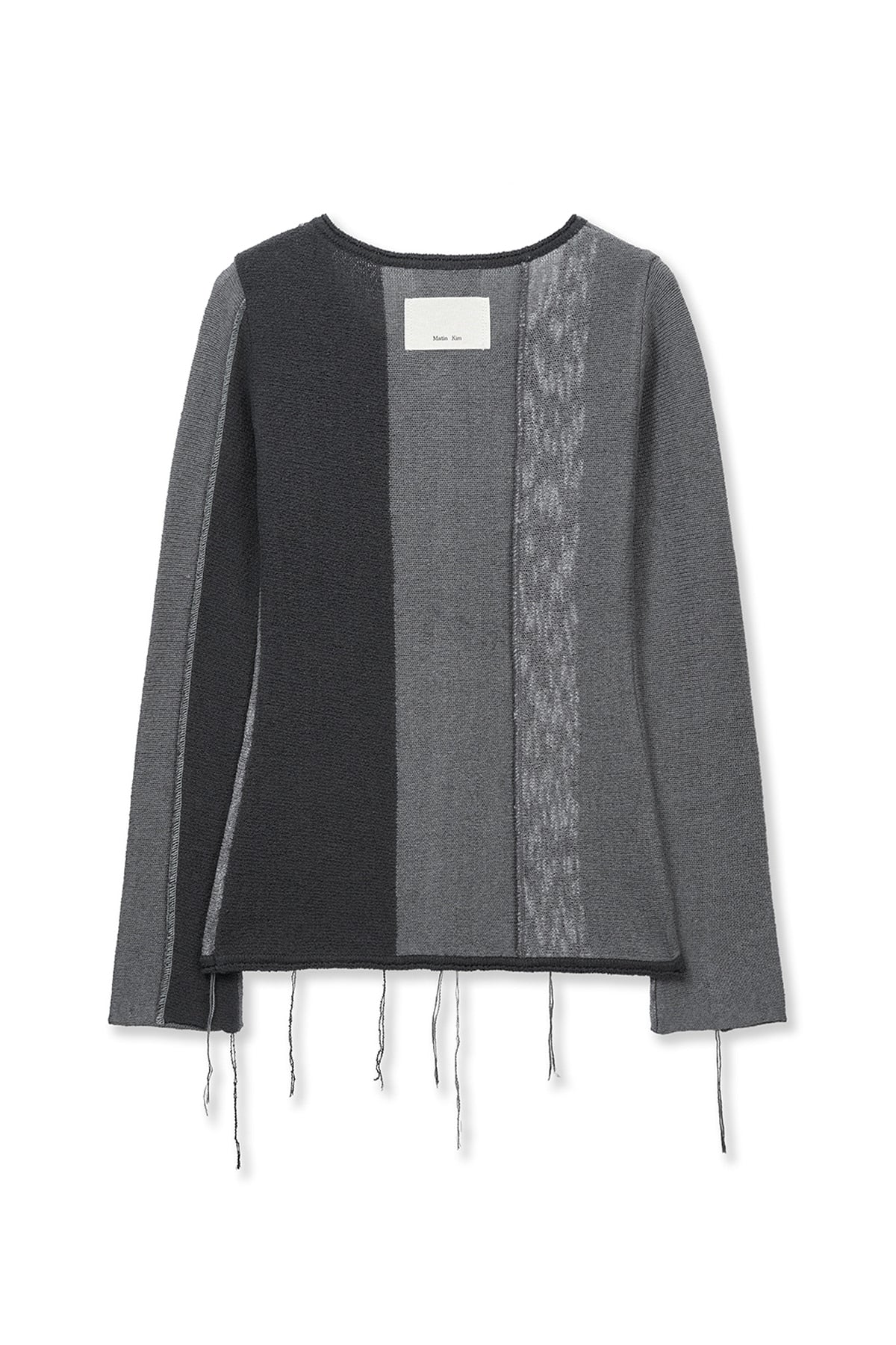 [matinkim] Color Block Slim Knit Cardigan IN Charcoal